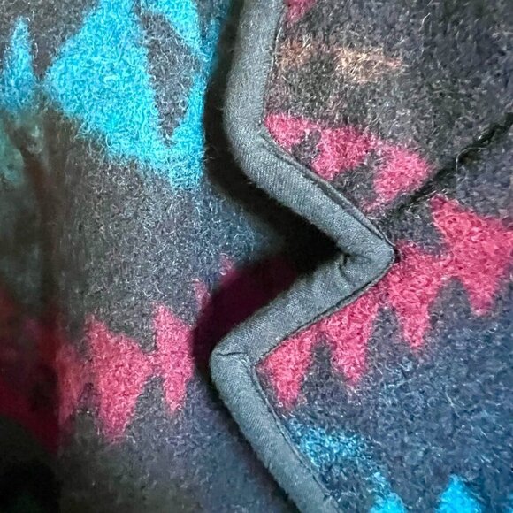 VTG Southwestern Navajo Aztec Wool Blend Jacket Blazer Short Teal Brown Black L - Picture 5 of 14